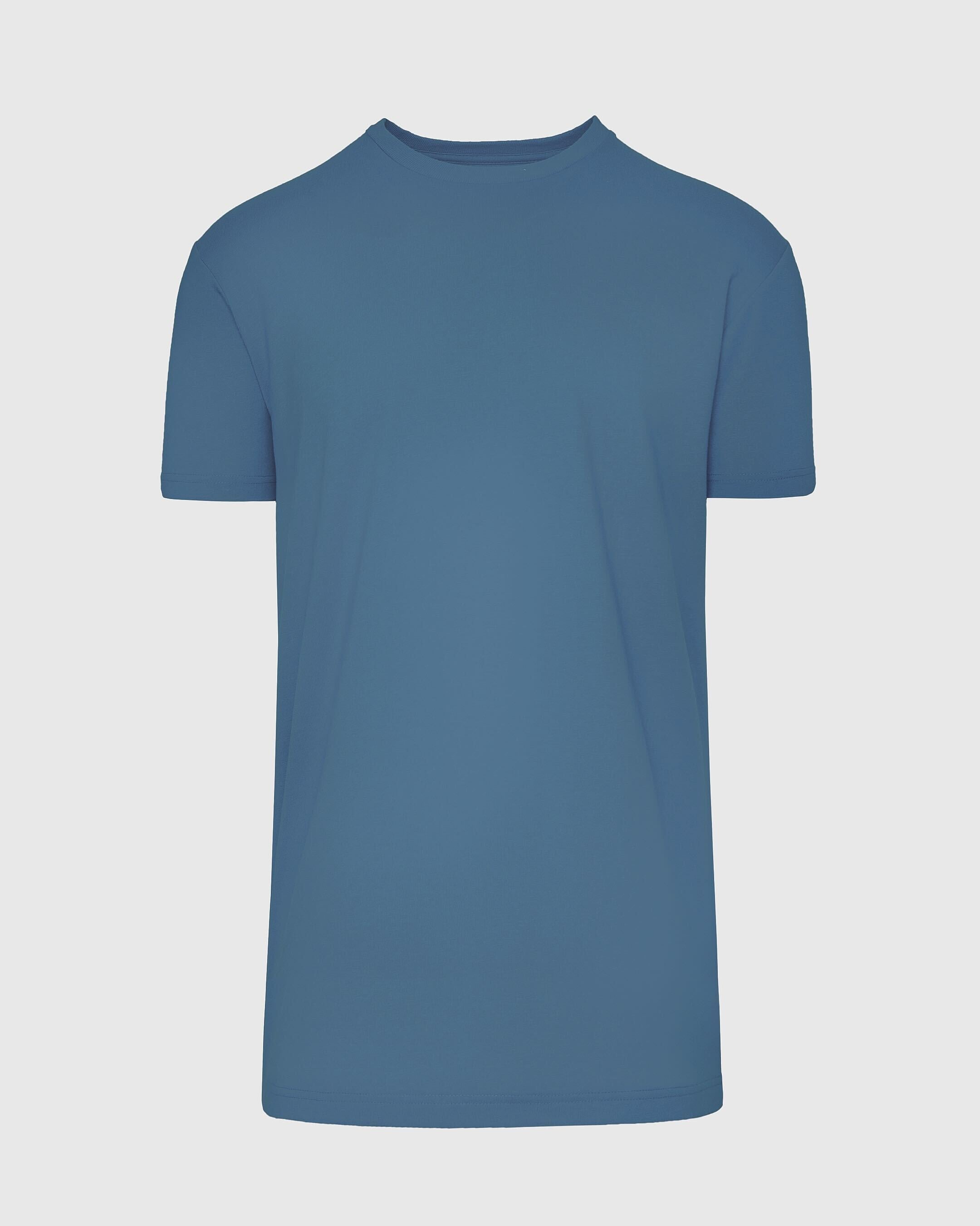 Indigo Tall Straight Hem Crew Neck T-Shirt-VibeCloset