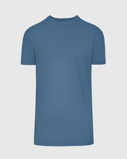 Indigo Tall Straight Hem Crew Neck T-Shirt-VibeCloset