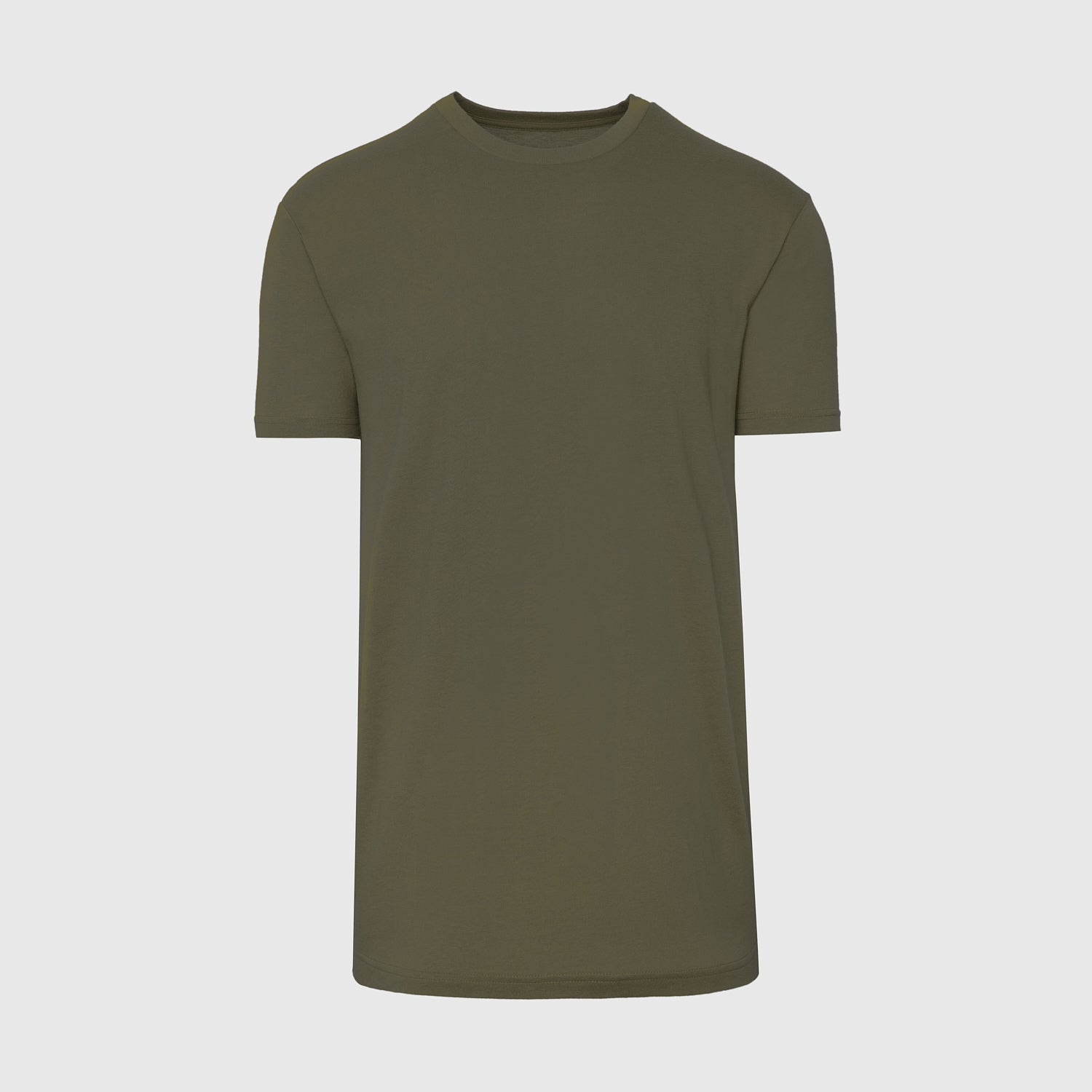 Military Green Tall Straight Hem Crew Neck T-Shirt-VibeCloset