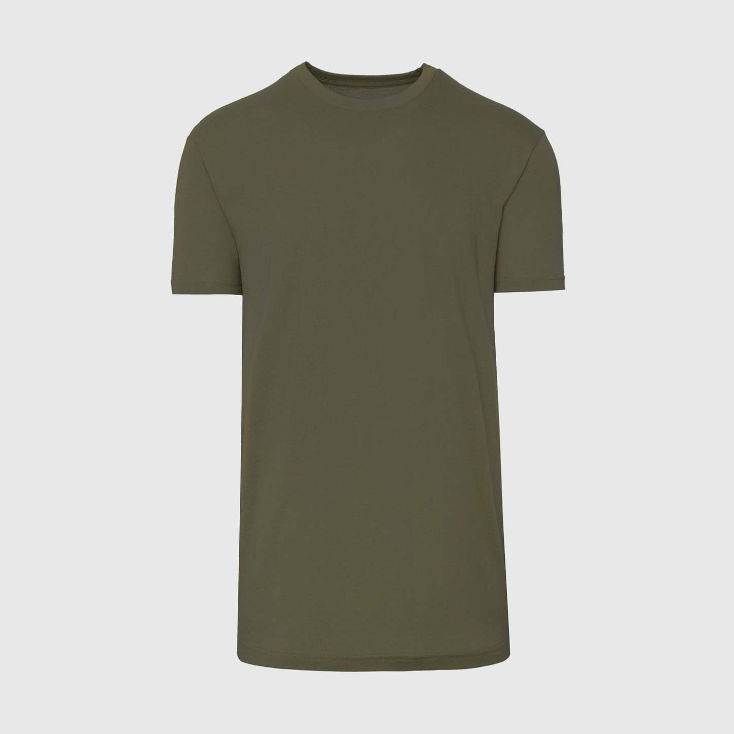 Military Green Tall Straight Hem Crew Neck T-Shirt-VibeCloset