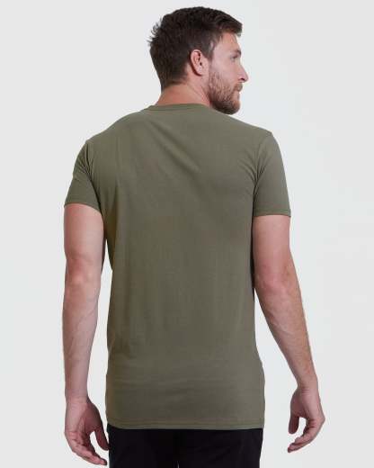 Military Green Tall Straight Hem Crew Neck T-Shirt-VibeCloset