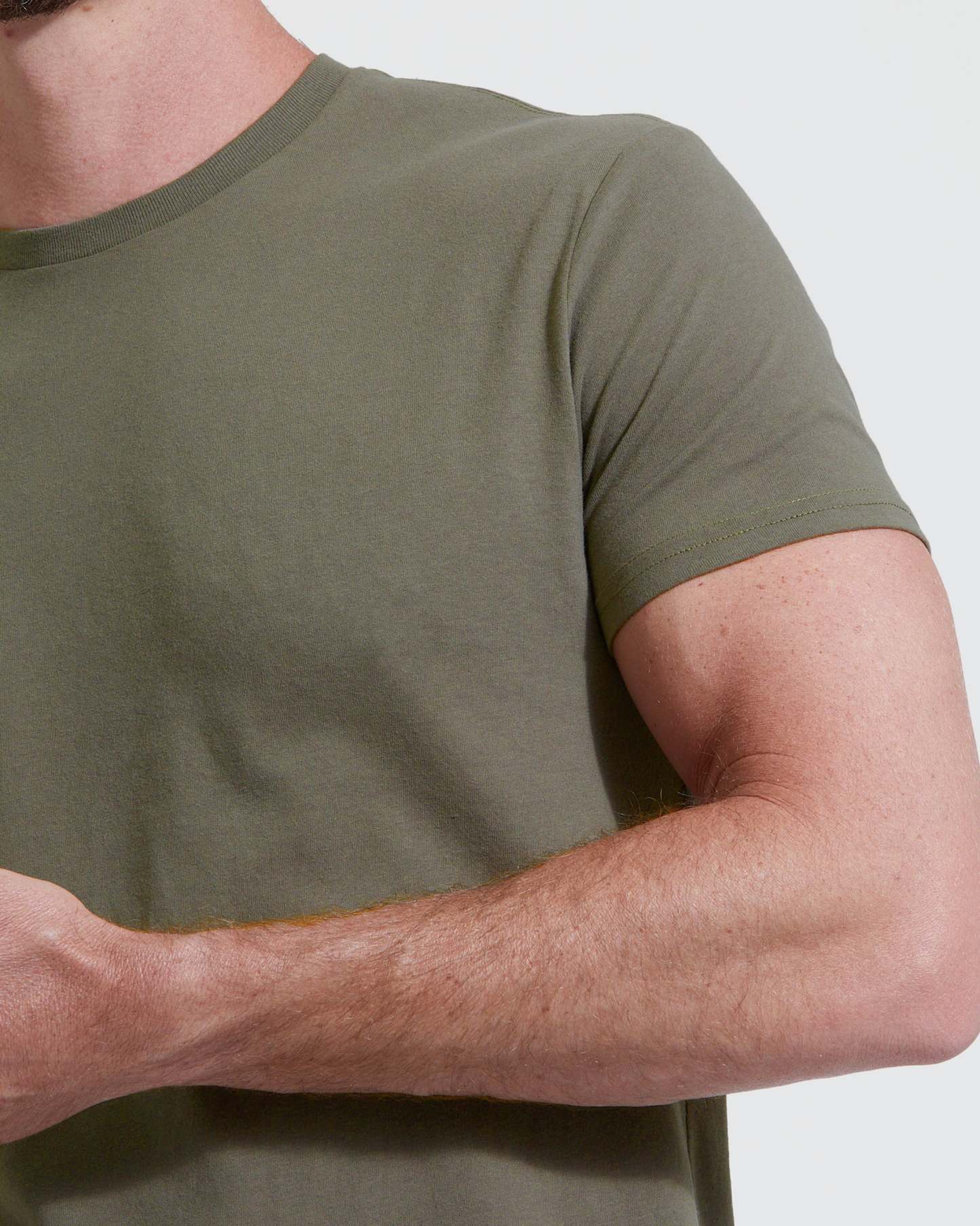 Military Green Tall Straight Hem Crew Neck T-Shirt-VibeCloset