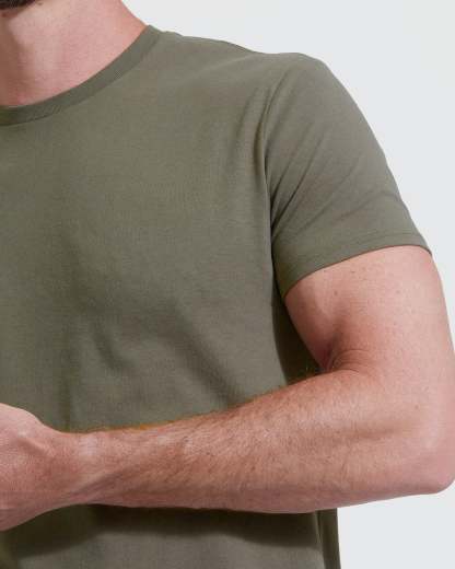 Military Green Tall Straight Hem Crew Neck T-Shirt-VibeCloset