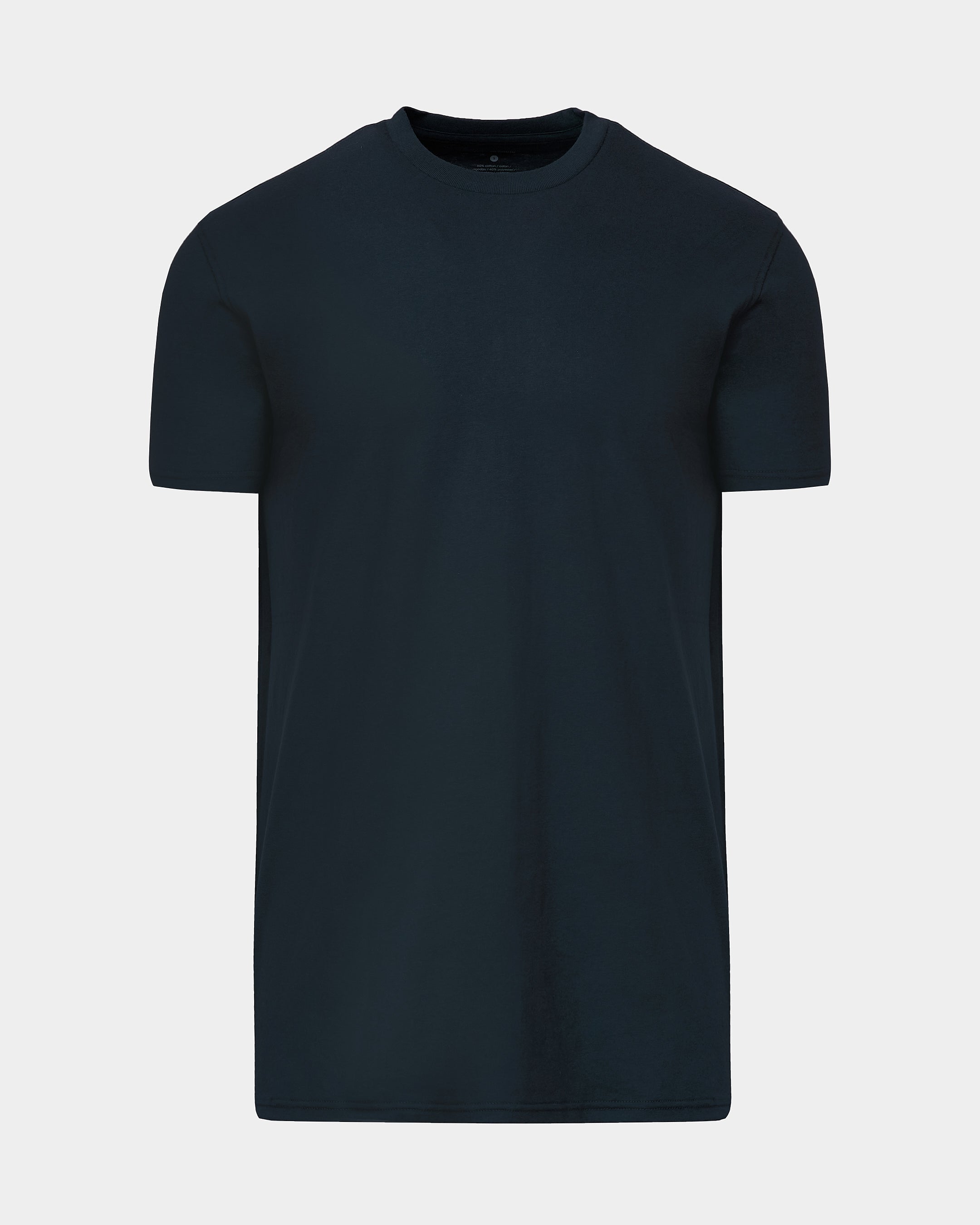 Navy Tall Straight Hem Crew Neck T-Shirt-VibeCloset