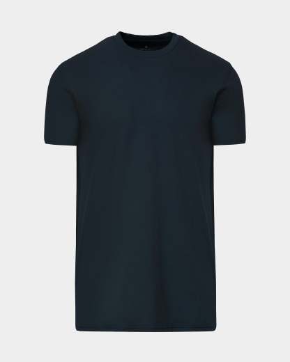 Navy Tall Straight Hem Crew Neck T-Shirt-VibeCloset