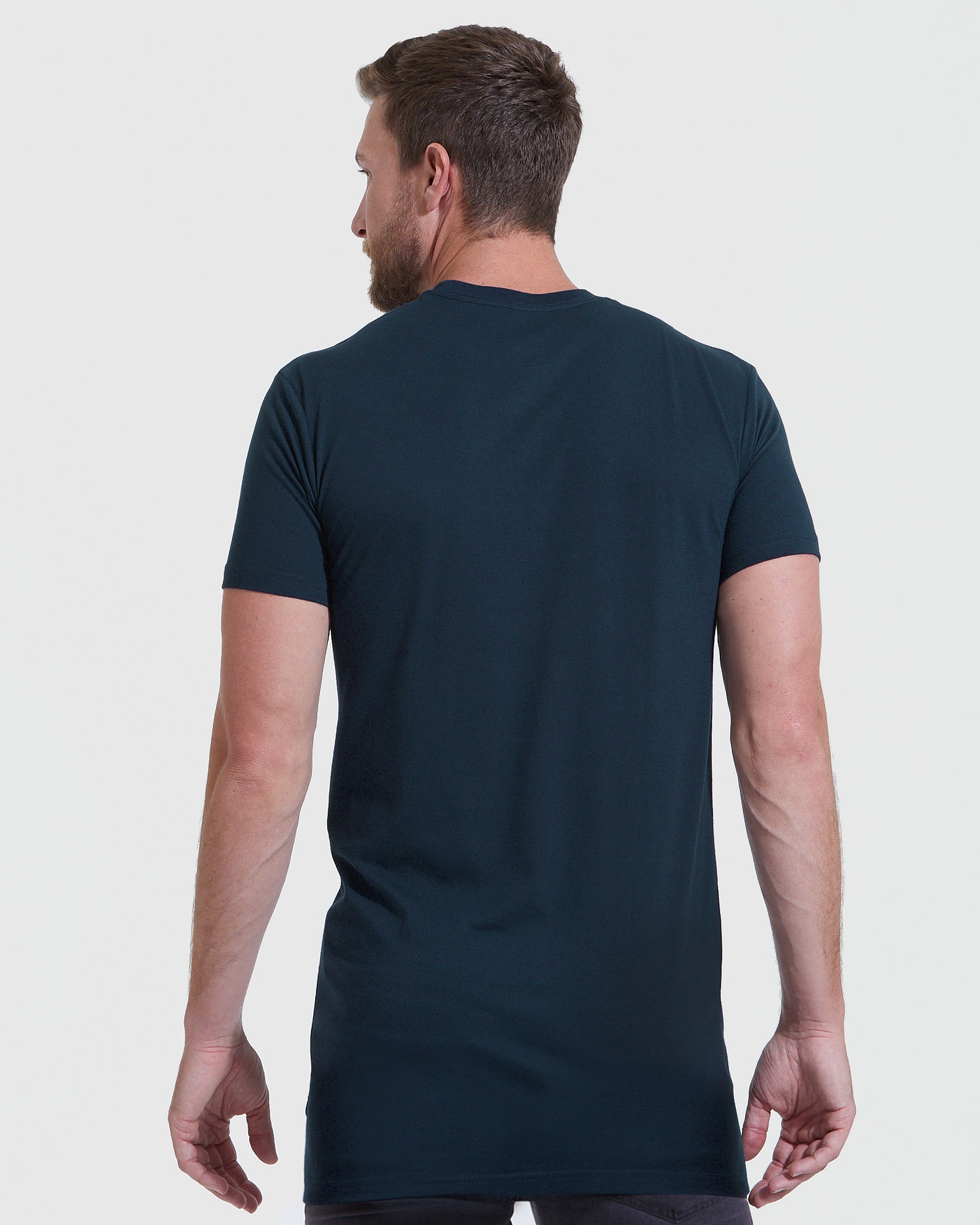Navy Tall Straight Hem Crew Neck T-Shirt-VibeCloset