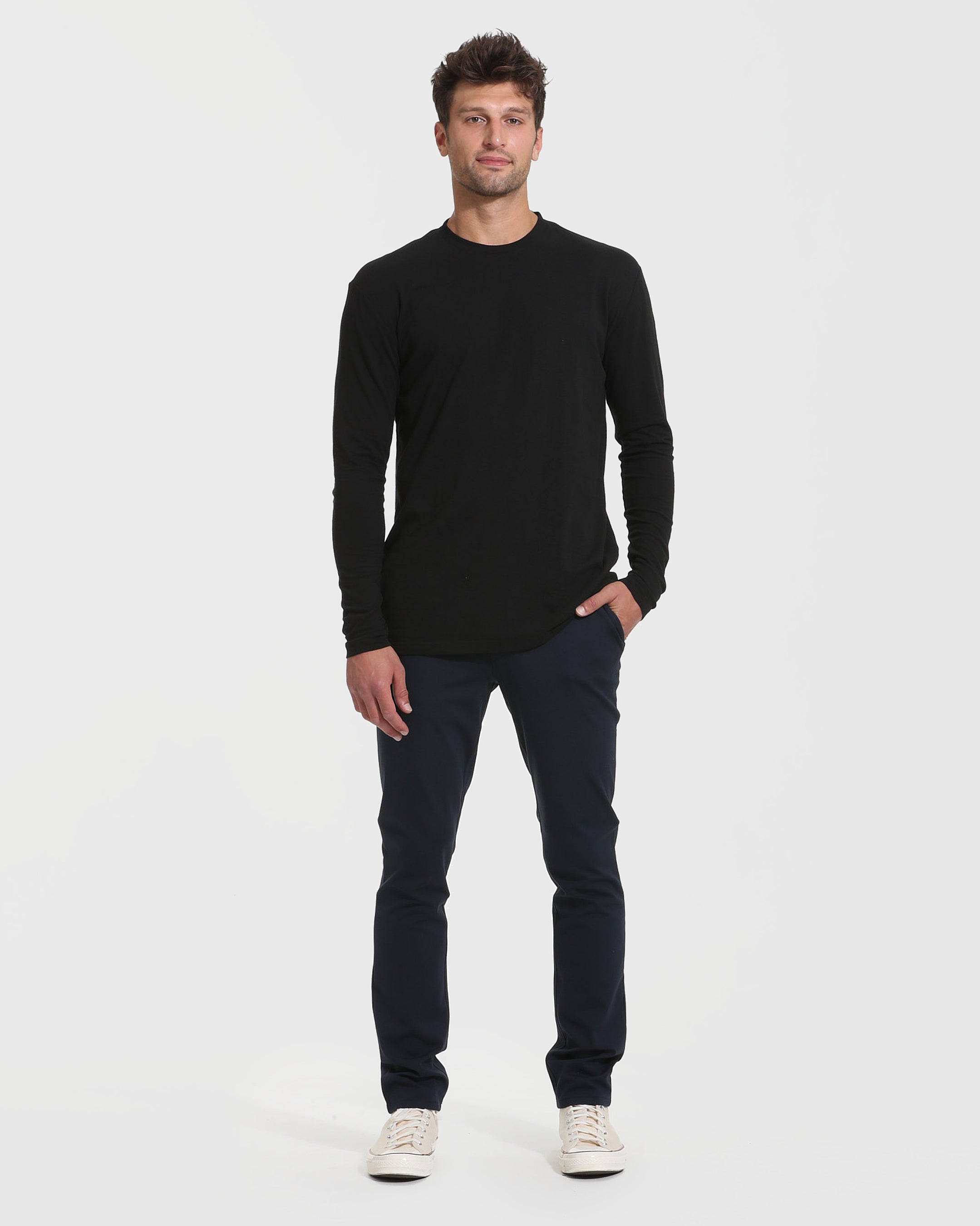 Black Tall Long Sleeve T-Shirt-VibeCloset