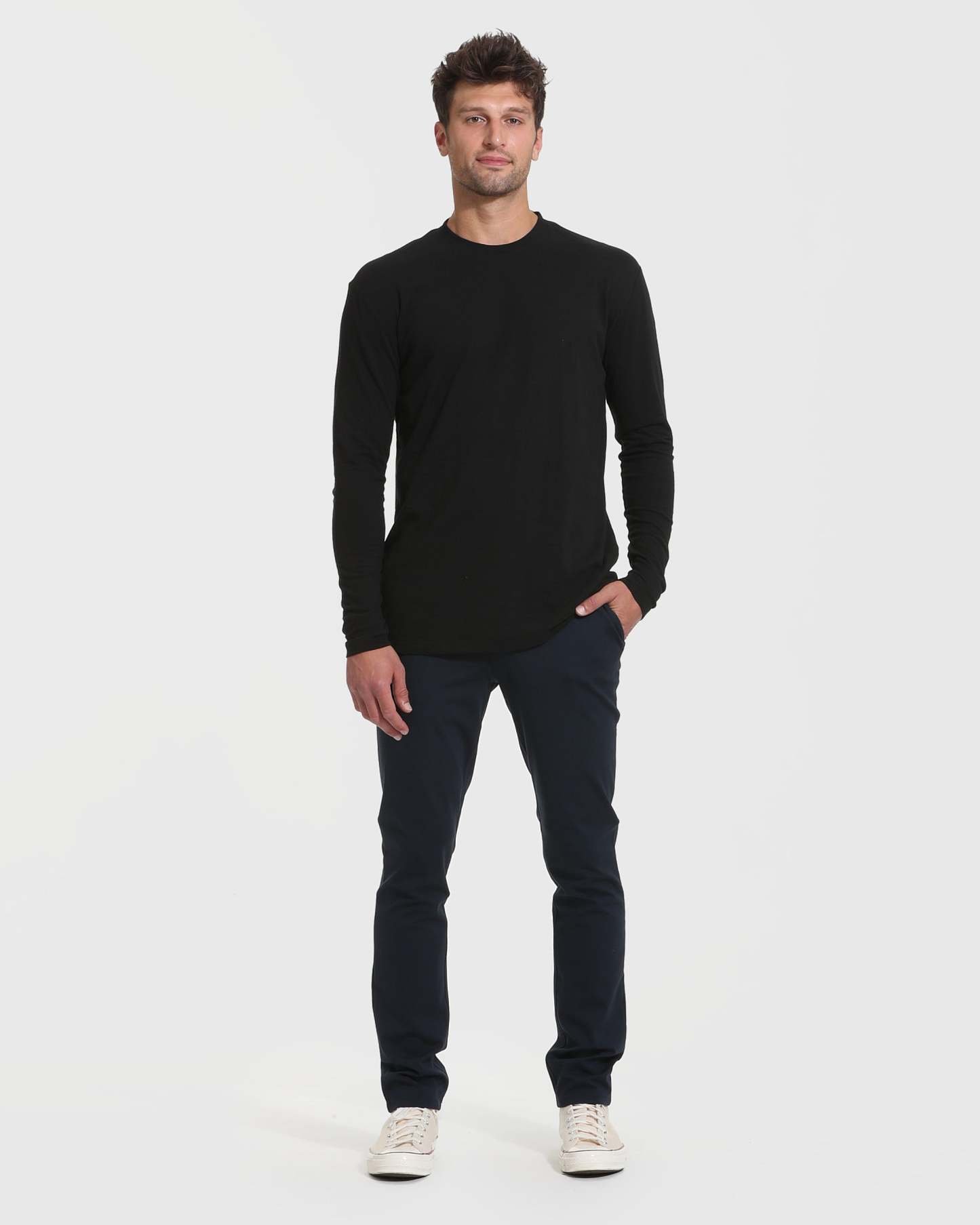 Black Tall Long Sleeve T-Shirt-VibeCloset
