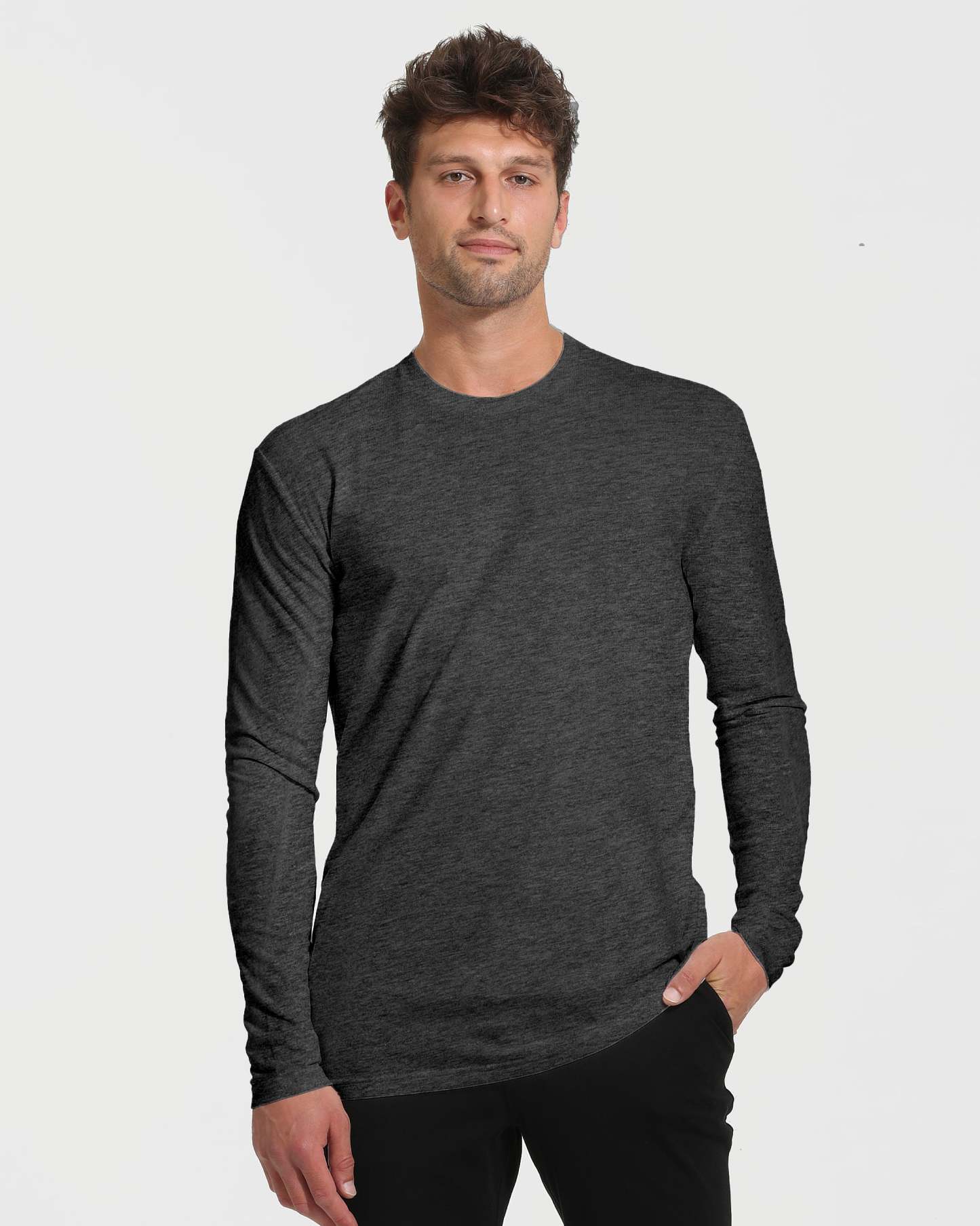 Charcoal Heather Gray Tall Long Sleeve T-Shirt-VibeCloset