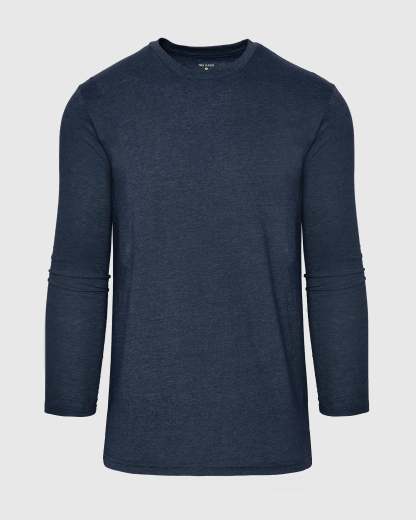 Heather Navy Tall Long Sleeve T-Shirt-VibeCloset