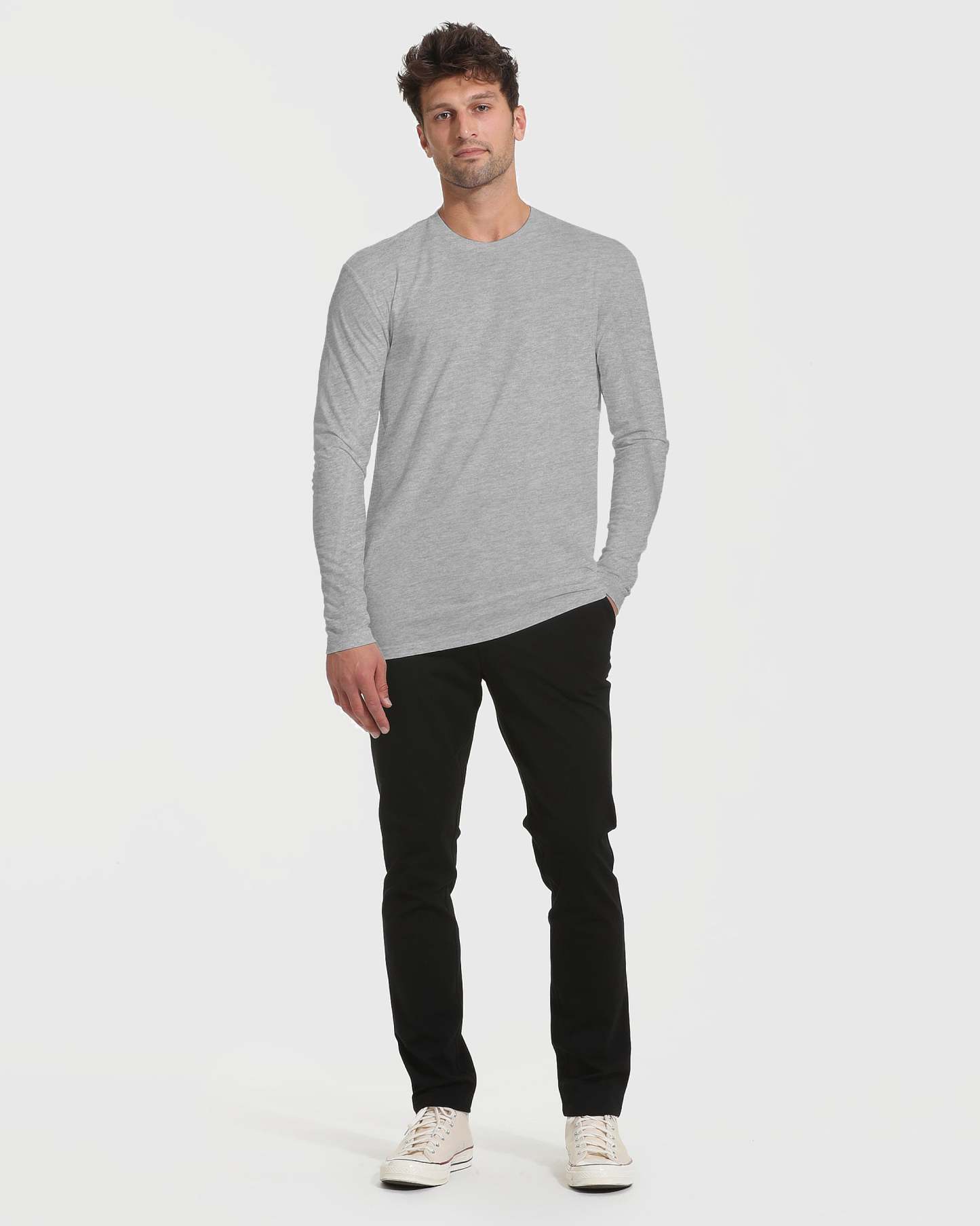 Heather Gray Tall Long Sleeve T-Shirt-VibeCloset