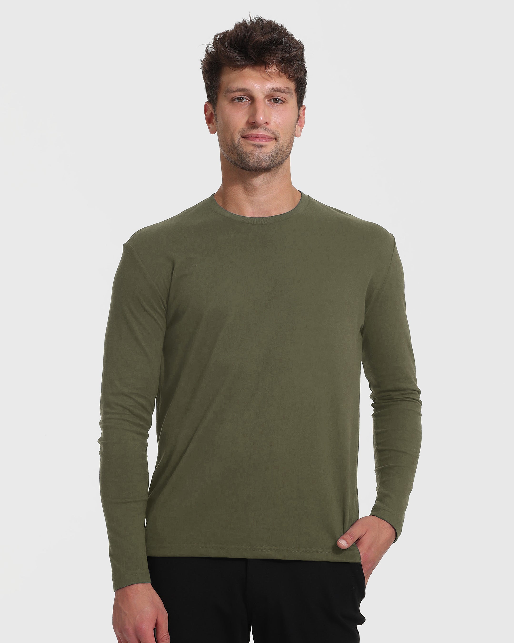 Military Green Tall Long Sleeve T-Shirt-VibeCloset