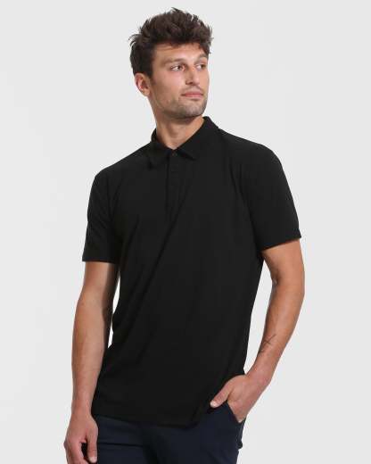 Black Short Sleeve Tall Polo-VibeCloset