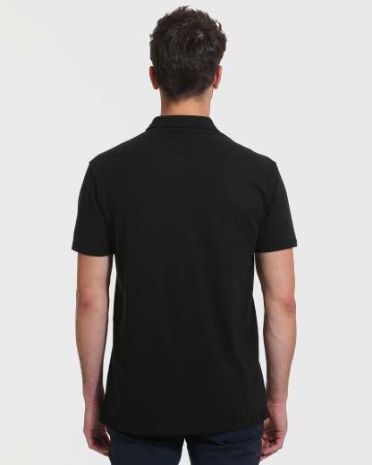 Black Short Sleeve Tall Polo-VibeCloset