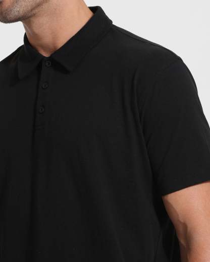 Black Short Sleeve Tall Polo-VibeCloset