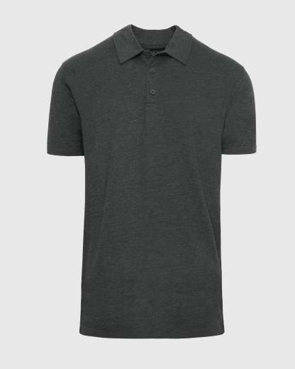 Charcoal Heather Gray Short Sleeve Tall Polo-VibeCloset