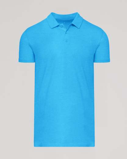 Dark Heather Bahama Blue Short Sleeve Tall Polo-VibeCloset