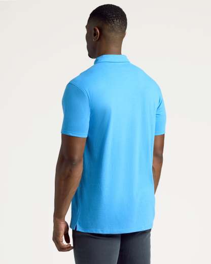Dark Heather Bahama Blue Short Sleeve Tall Polo-VibeCloset