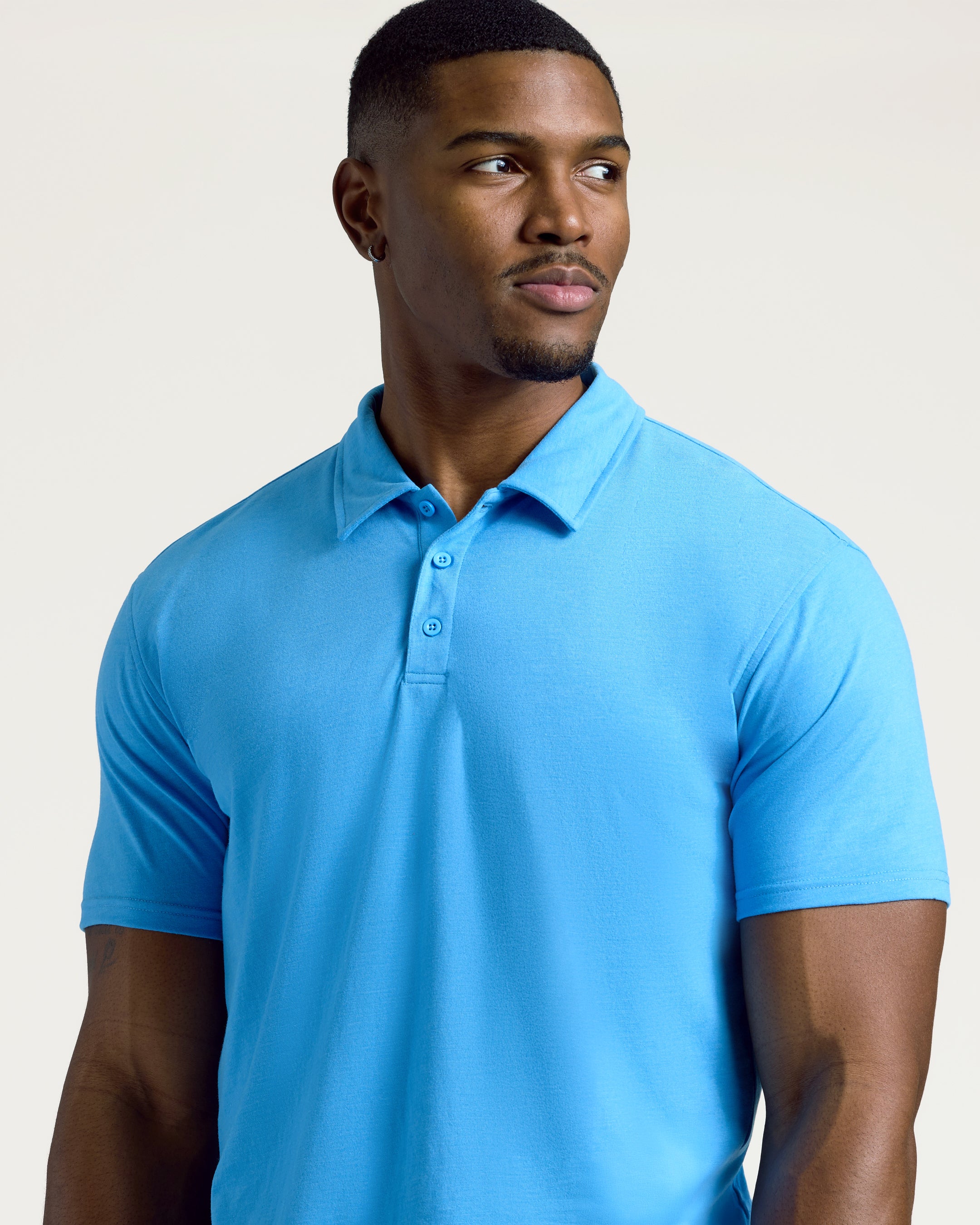 Dark Heather Bahama Blue Short Sleeve Tall Polo-VibeCloset