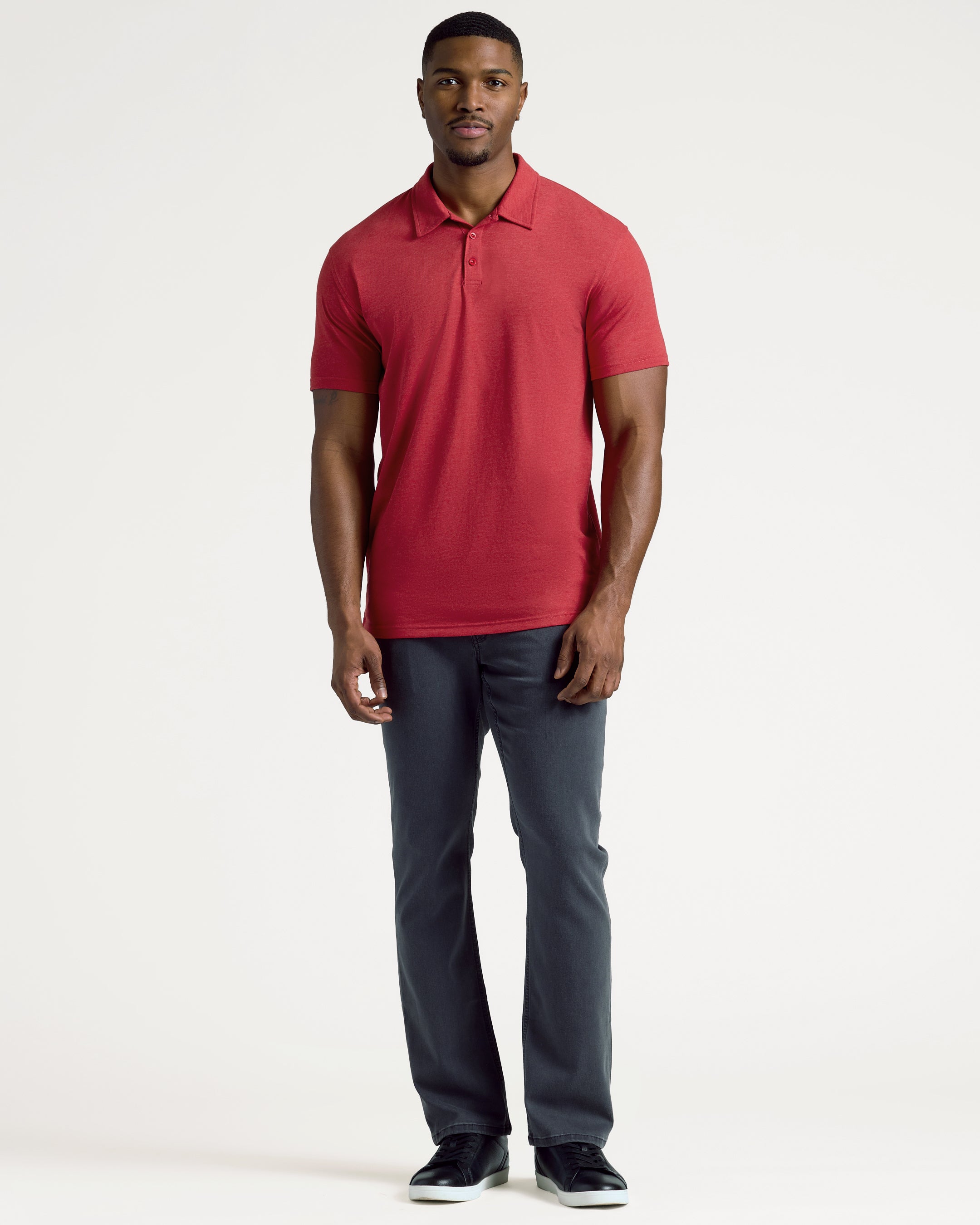 Dark Heather Lava Short Sleeve Tall Polo-VibeCloset