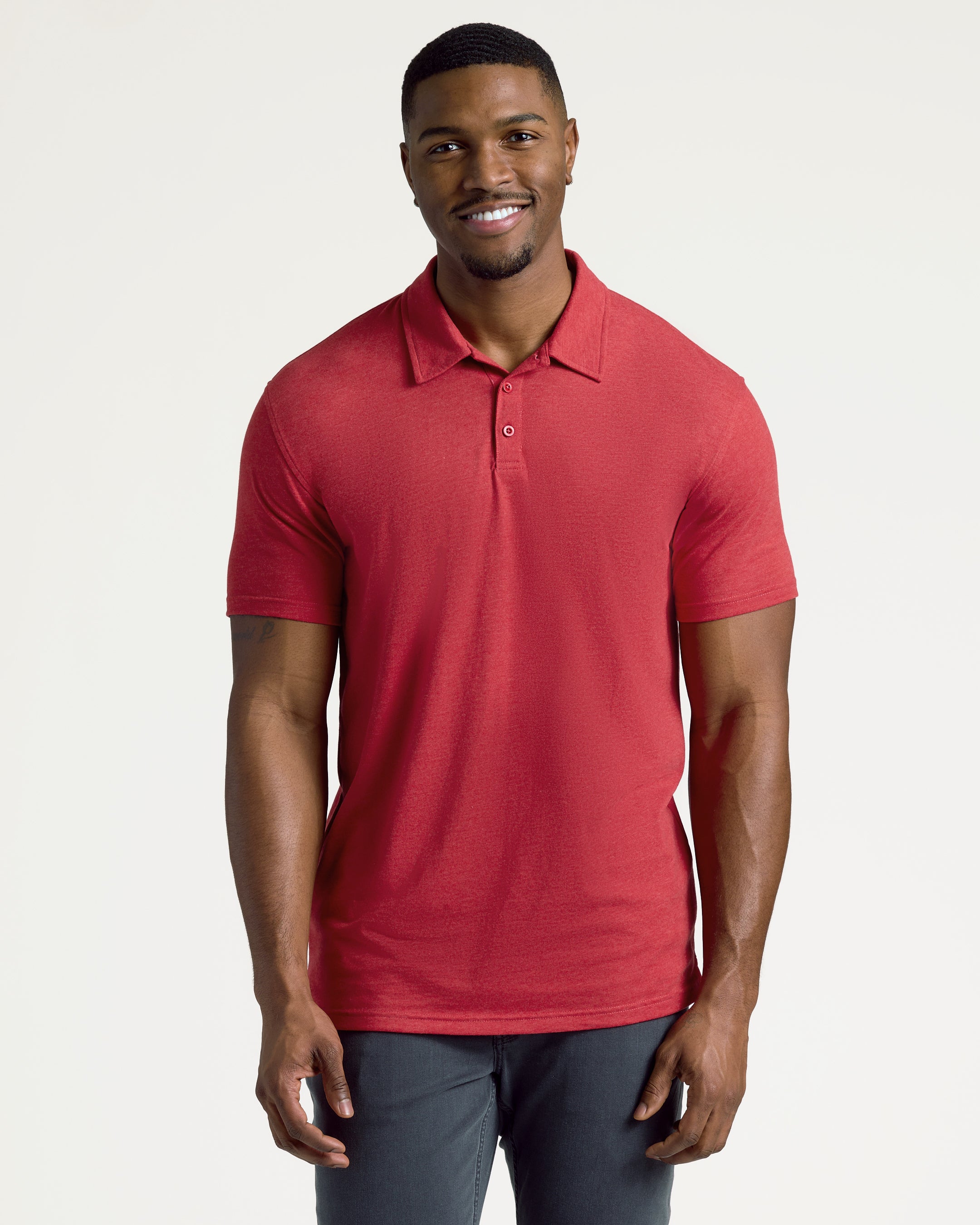 Dark Heather Lava Short Sleeve Tall Polo-VibeCloset