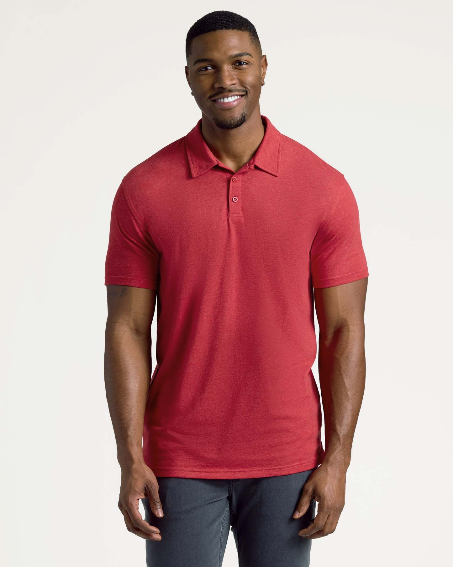 Dark Heather Lava Short Sleeve Tall Polo-VibeCloset
