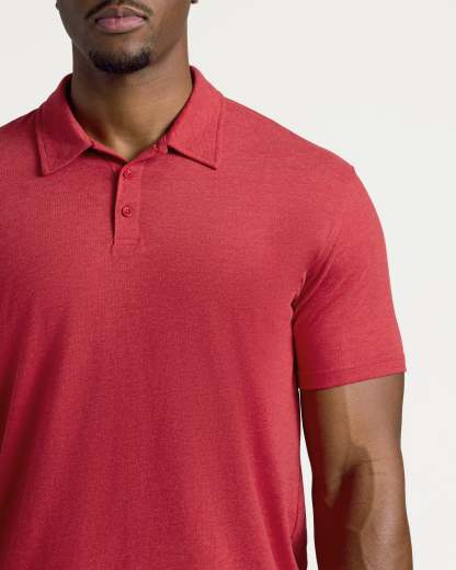Dark Heather Lava Short Sleeve Tall Polo-VibeCloset