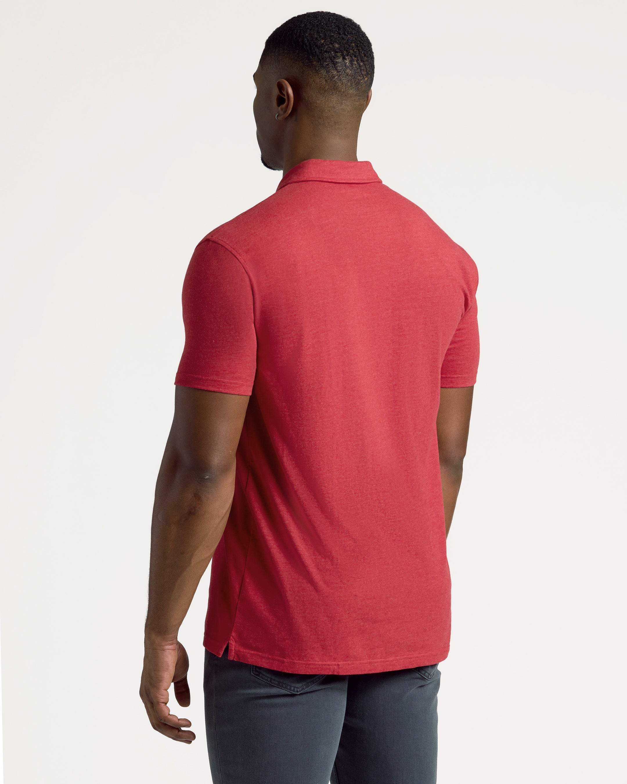 Dark Heather Lava Short Sleeve Tall Polo-VibeCloset