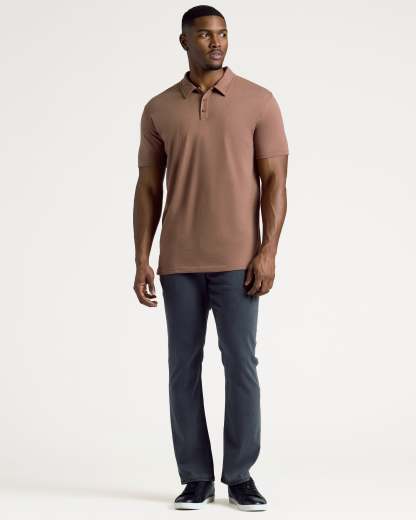 Dark Heather Sepia Short Sleeve Tall Polo-VibeCloset