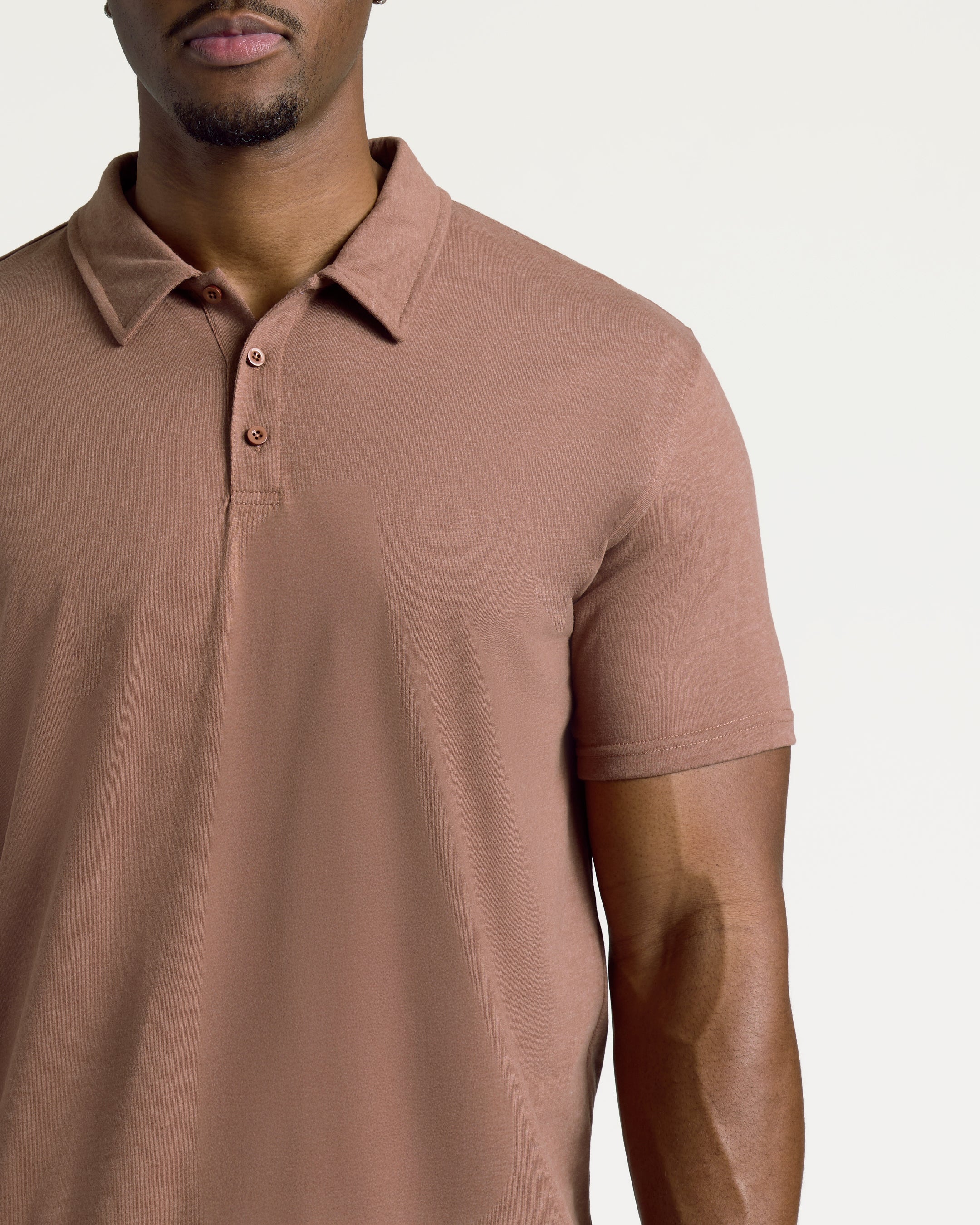 Dark Heather Sepia Short Sleeve Tall Polo-VibeCloset
