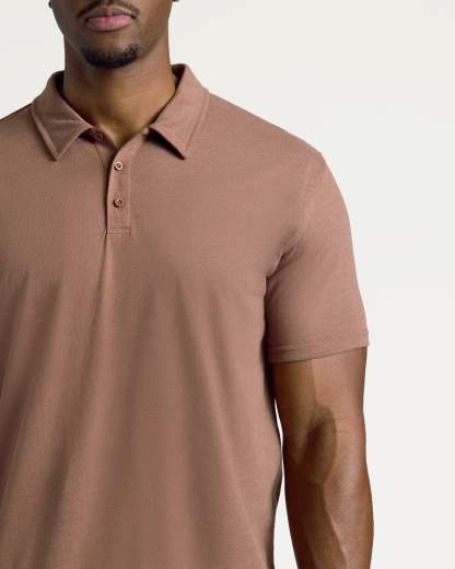 Dark Heather Sepia Short Sleeve Tall Polo-VibeCloset