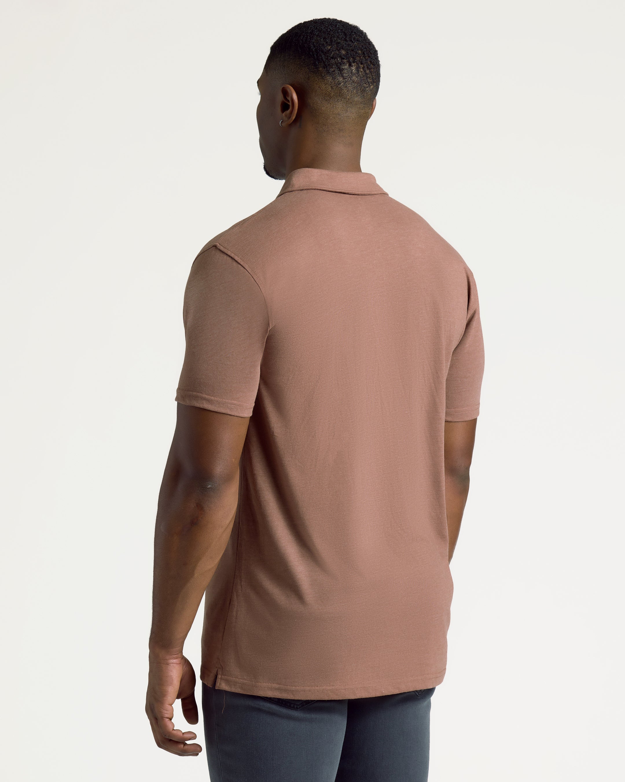 Dark Heather Sepia Short Sleeve Tall Polo-VibeCloset