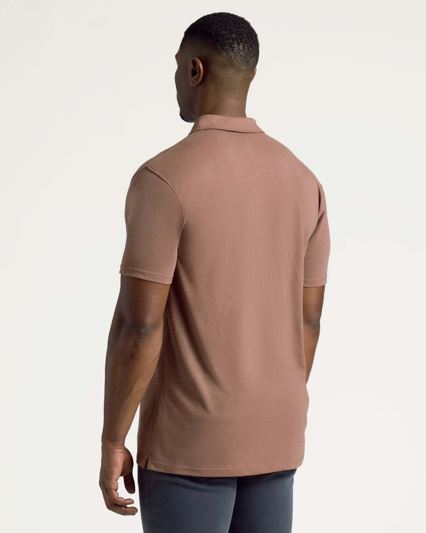 Dark Heather Sepia Short Sleeve Tall Polo-VibeCloset