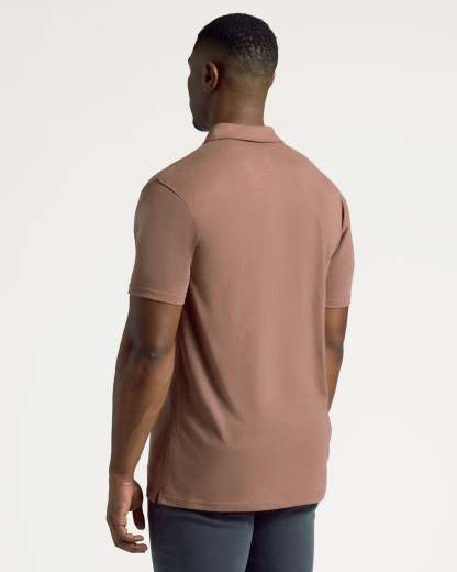 Dark Heather Sepia Short Sleeve Tall Polo-VibeCloset