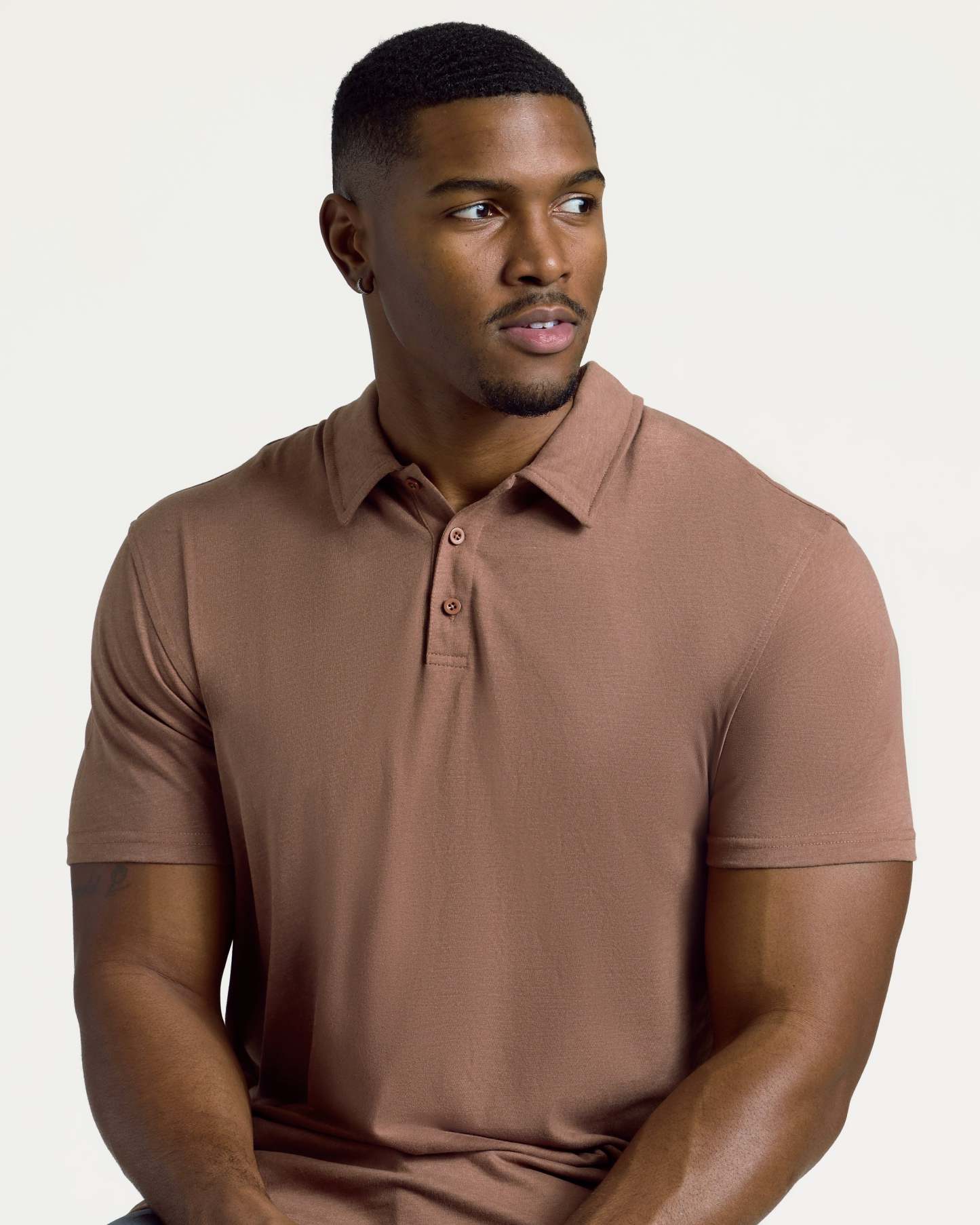 Dark Heather Sepia Short Sleeve Tall Polo-VibeCloset