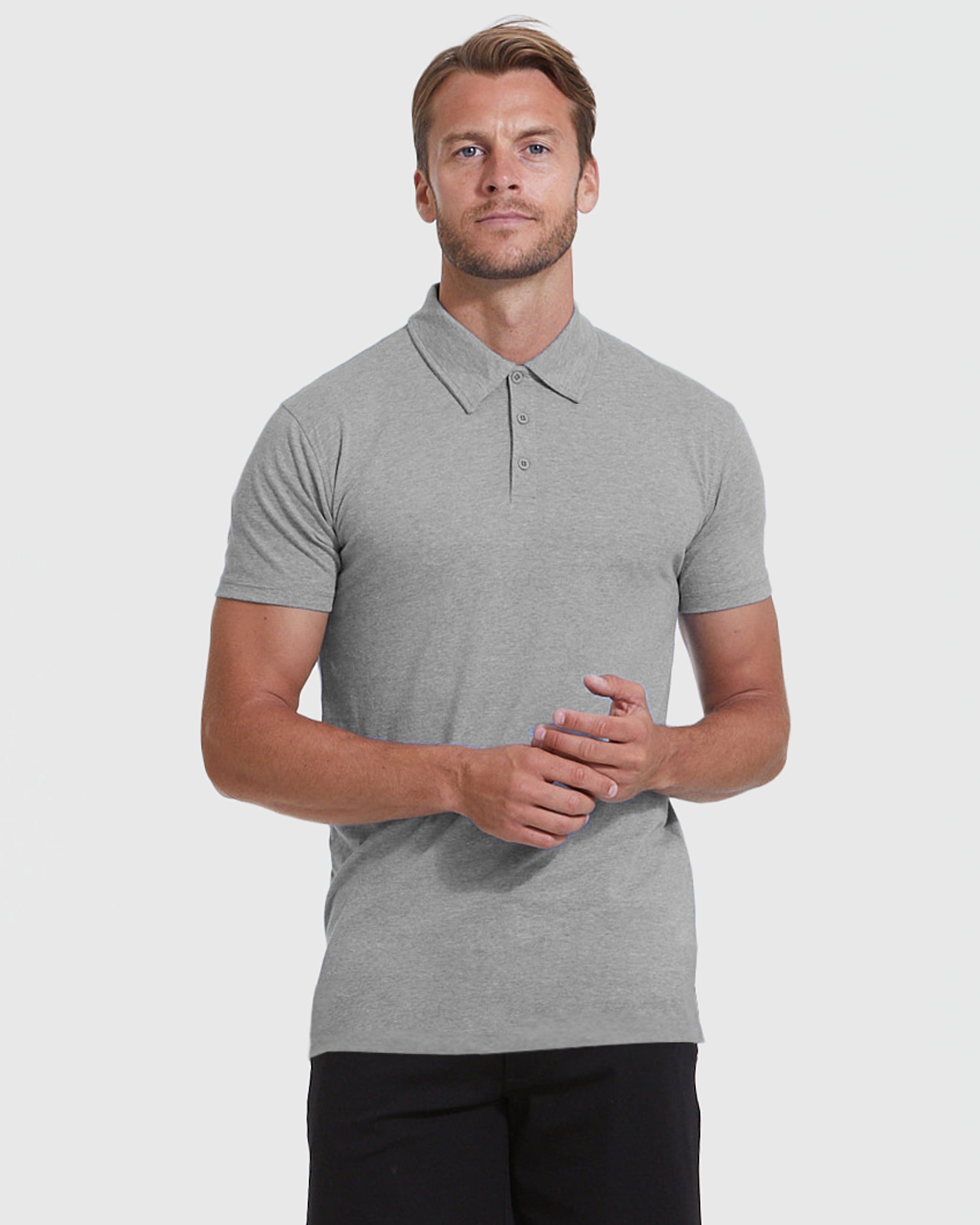 Heather Gray Short Sleeve Tall Polo-VibeCloset