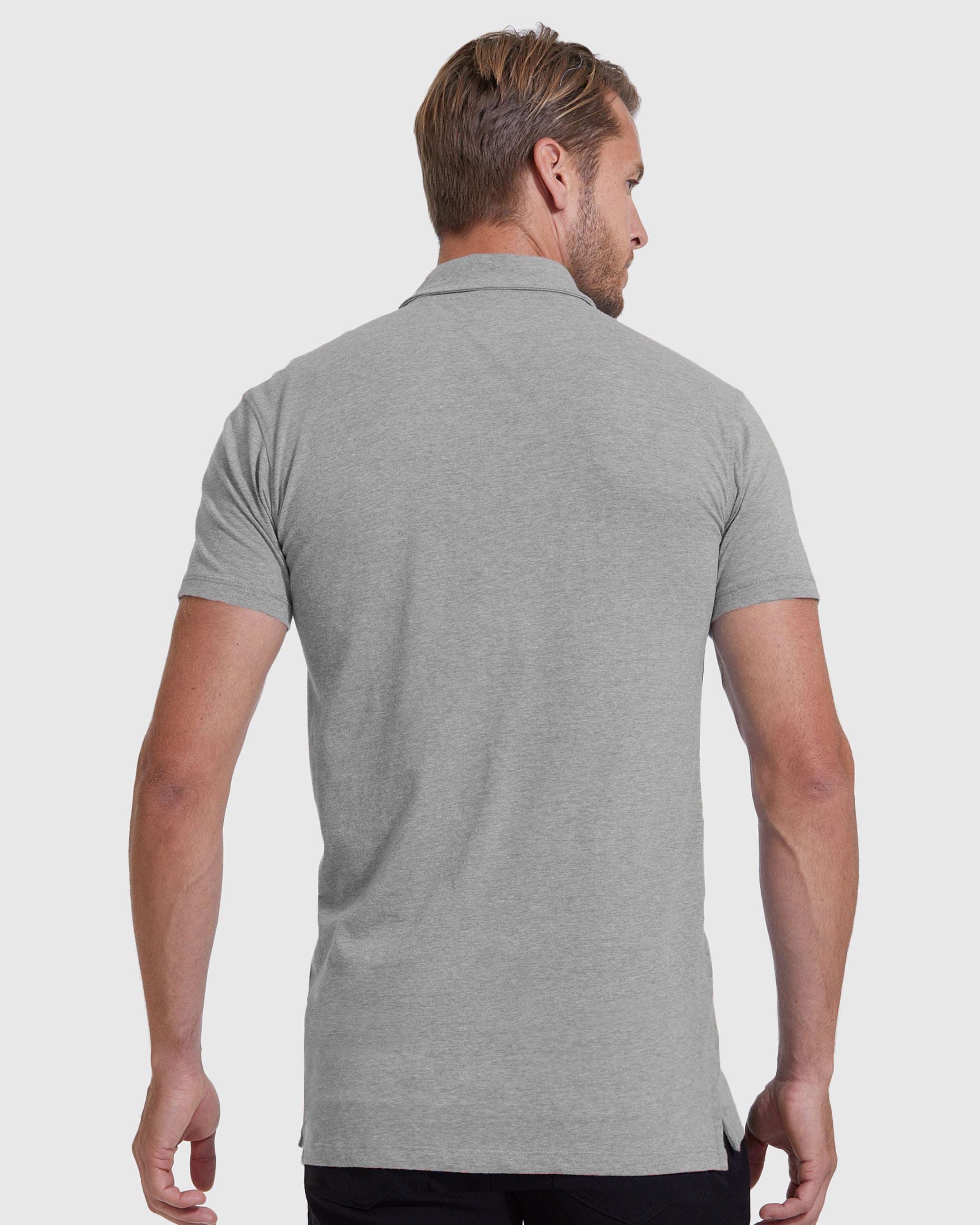 Heather Gray Short Sleeve Tall Polo-VibeCloset