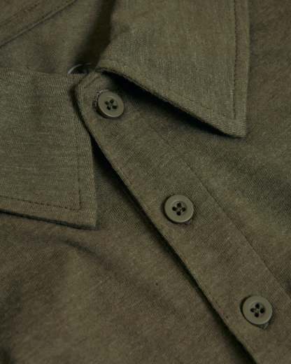 Heather Military Green Short Sleeve Tall Polo-VibeCloset