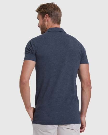 Heather Navy Short Sleeve Tall Polo-VibeCloset