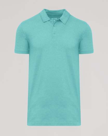 Light Heather Greenery Short Sleeve Tall Polo-VibeCloset