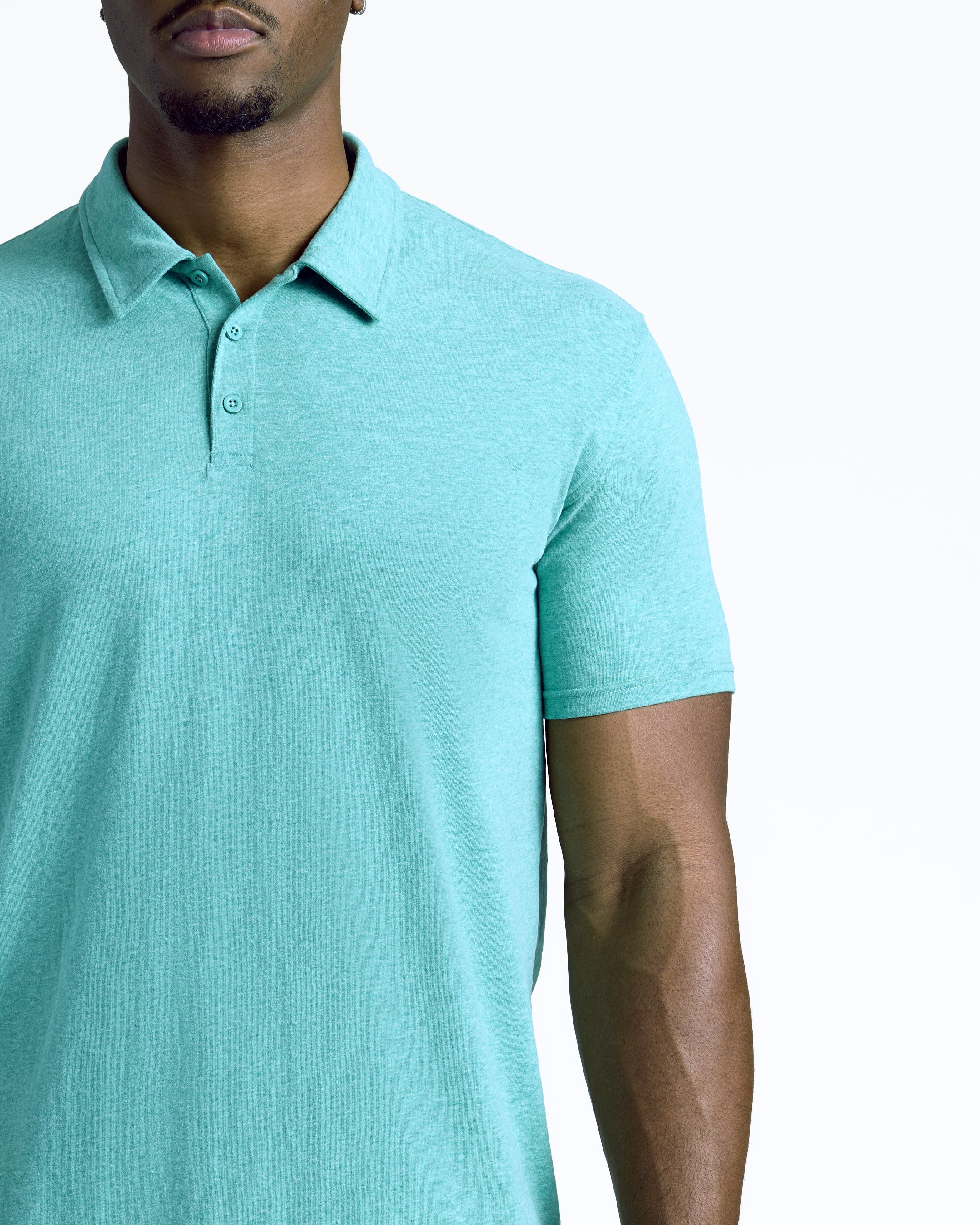 Light Heather Greenery Short Sleeve Tall Polo-VibeCloset
