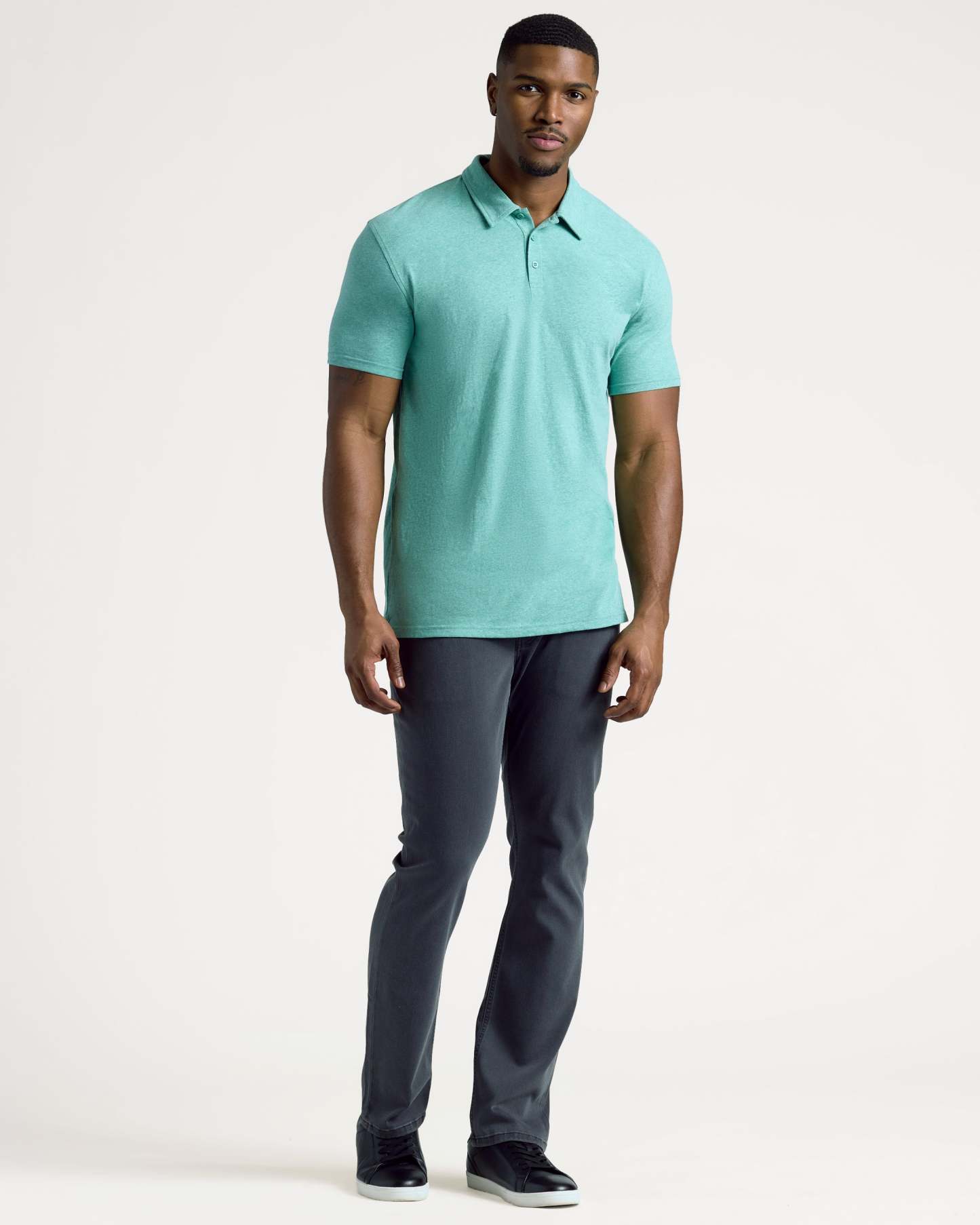 Light Heather Greenery Short Sleeve Tall Polo-VibeCloset