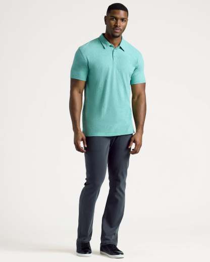 Light Heather Greenery Short Sleeve Tall Polo-VibeCloset