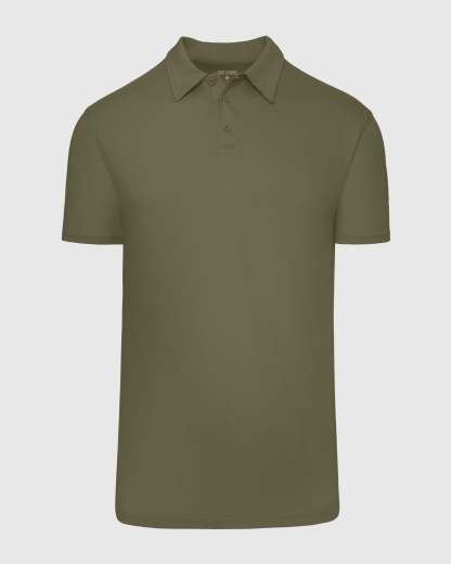 Military Green Short Sleeve Tall Polo-VibeCloset