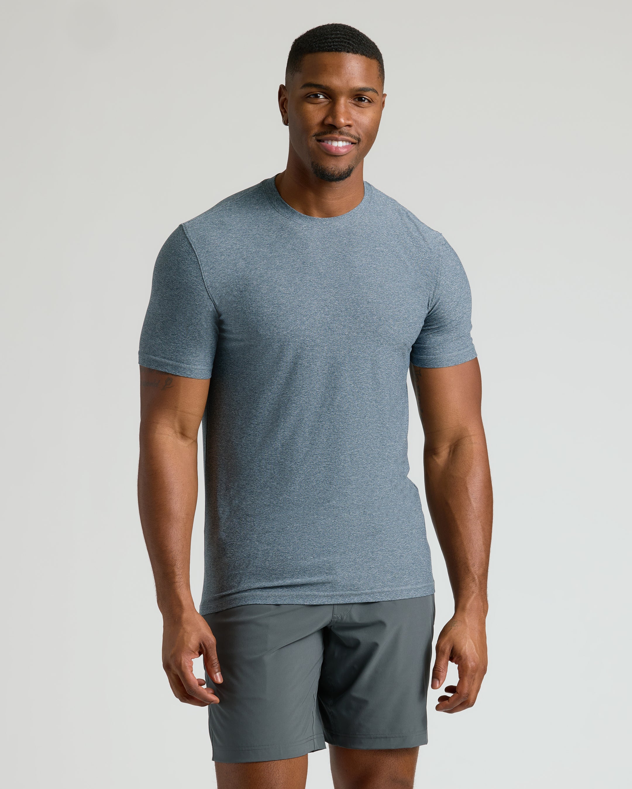 Heather Navy Tall Active Crew Neck 2.0-VibeCloset