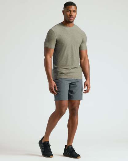 Heather Military Green Tall Active Crew Neck 2.0-VibeCloset