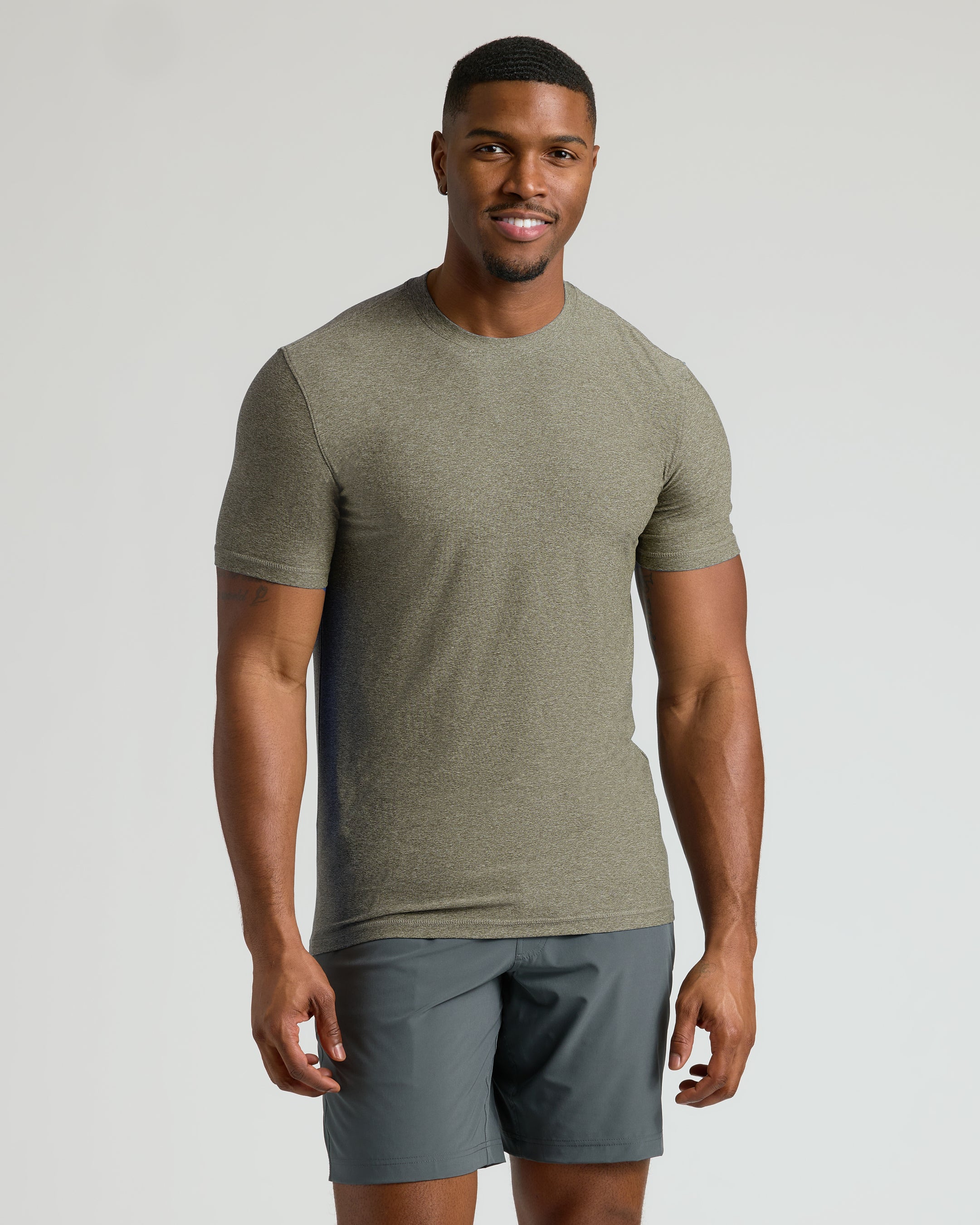 Heather Military Green Tall Active Crew Neck 2.0-VibeCloset