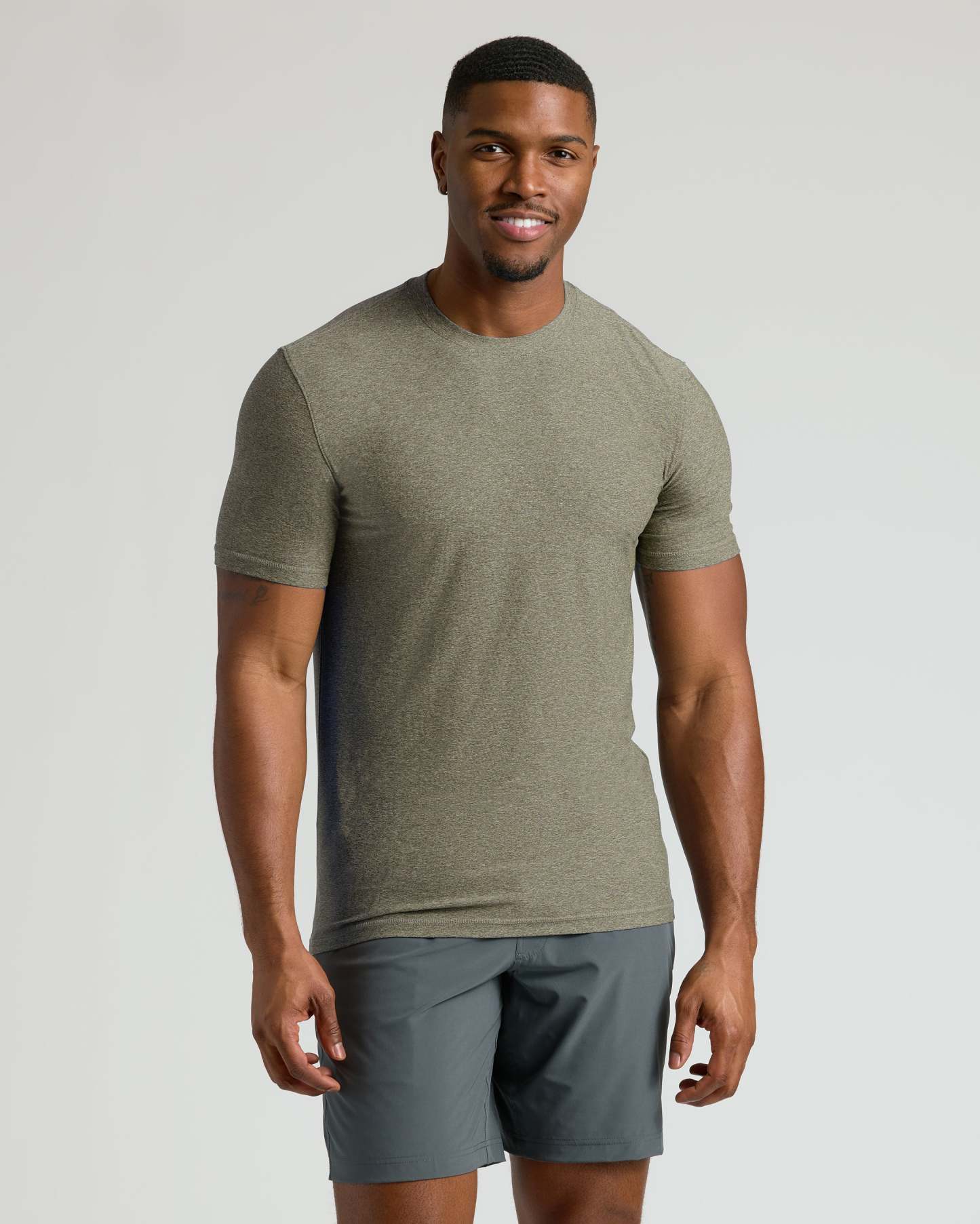Heather Military Green Tall Active Crew Neck 2.0-VibeCloset
