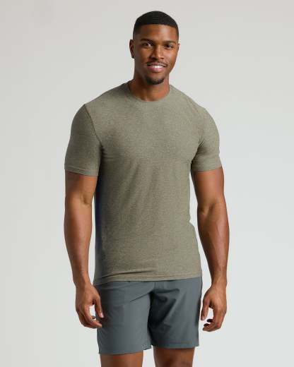 Heather Military Green Tall Active Crew Neck 2.0-VibeCloset