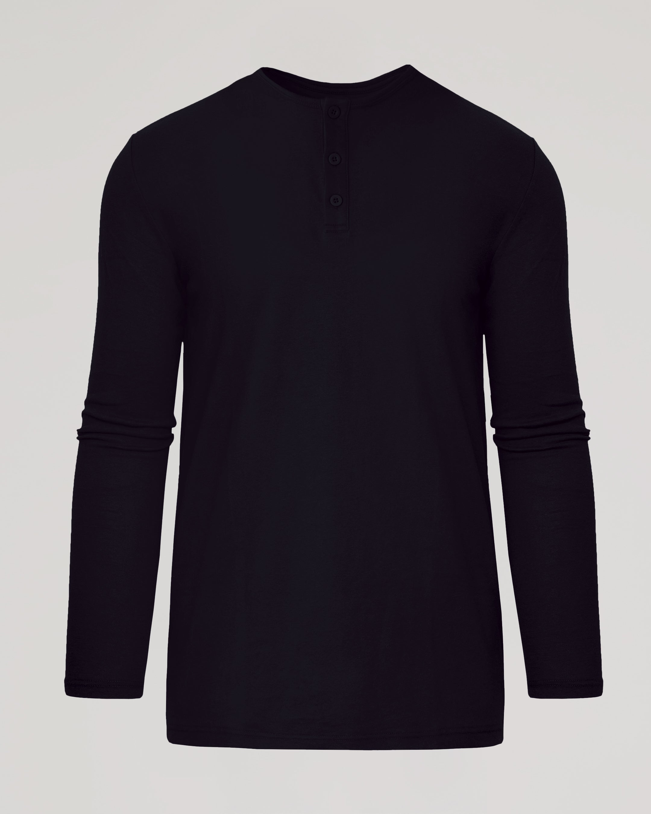 Black Long Sleeve Tall Classic Henley-VibeCloset